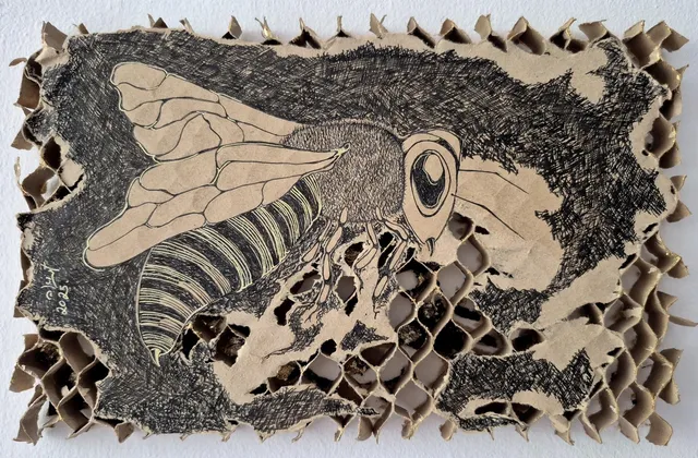 Bee Totem, a painting by Thea Shmueli