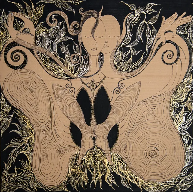 Breathing, a painting by Thea Shmueli, 15 mm laminated cardboard