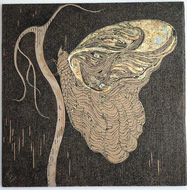 Butterfly Totem, a painting by Thea Shmueli
