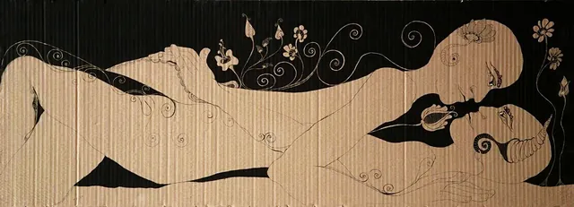 Courage, a painting by Thea Shmueli, 15 mm laminated cardboard