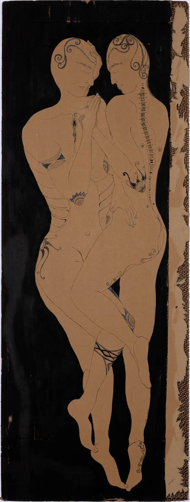 Devotion, a painting by Thea Shmueli, 15 mm honeycomb cardboard