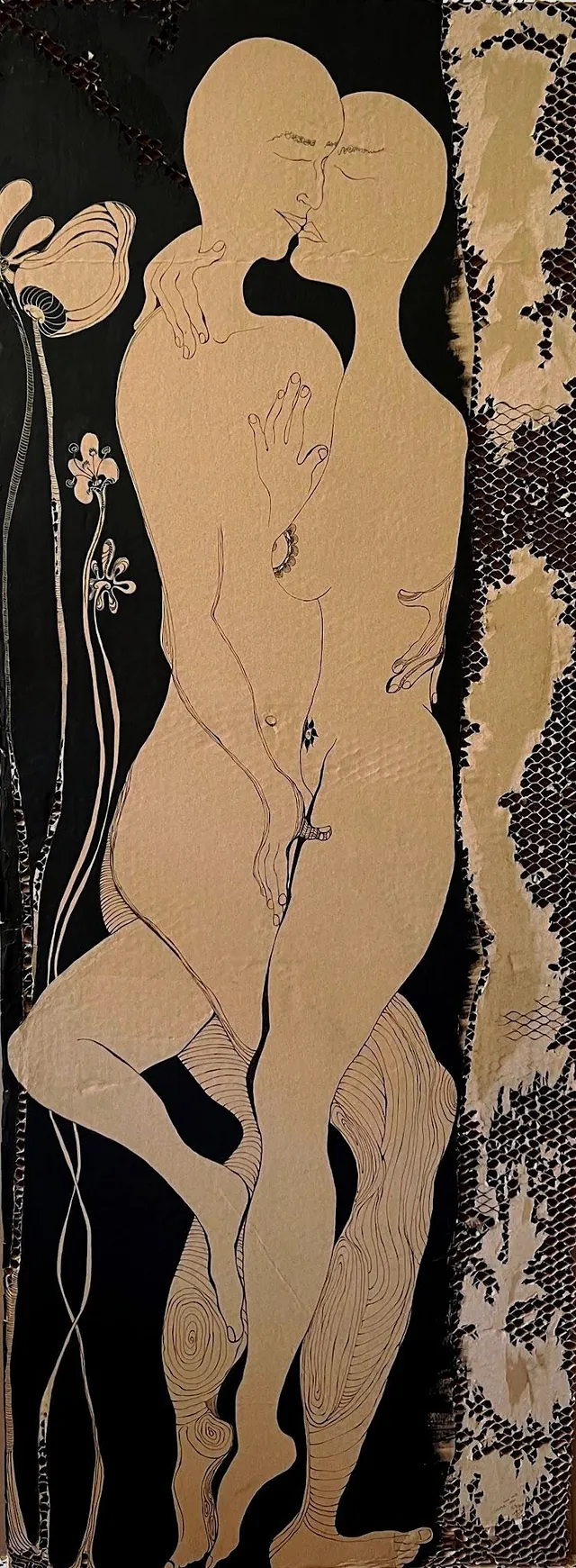 Harmonic Asymmetry, a painting by Thea Shmueli, 15 mm honeycomb cardboard
