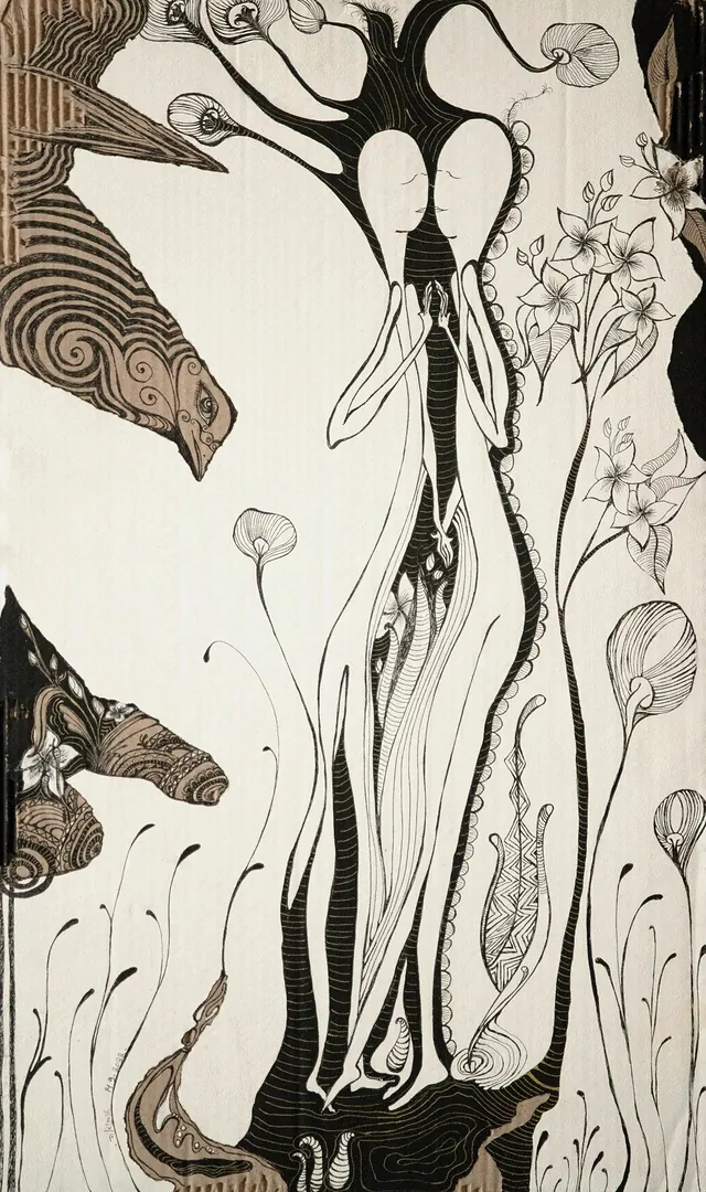 Reality, a painting by Thea Shmueli, 15 mm laminated cardboard
