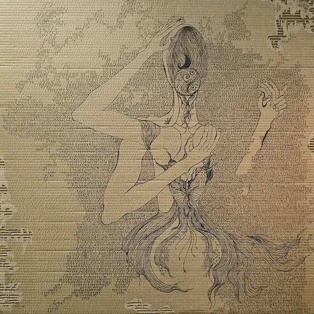 Reflections, a painting by Thea Shmueli, 15 mm laminated cardboard