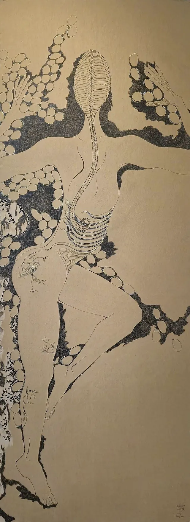 Shaping Worlds, a painting by Thea Shmueli, 15 mm honeycomb cardboard