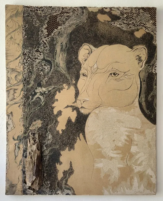 The Lioness, a painting by Thea Shmueli