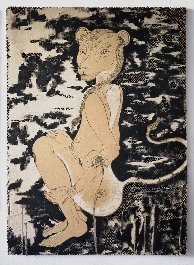 The Lioness II, a painting by Thea Shmueli