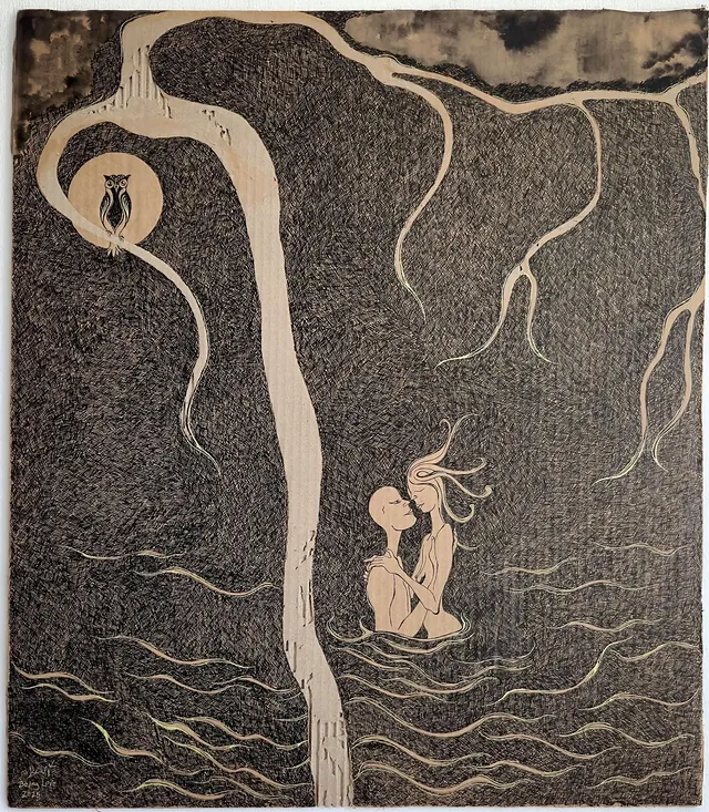 The Owl, a painting by Thea Shmueli