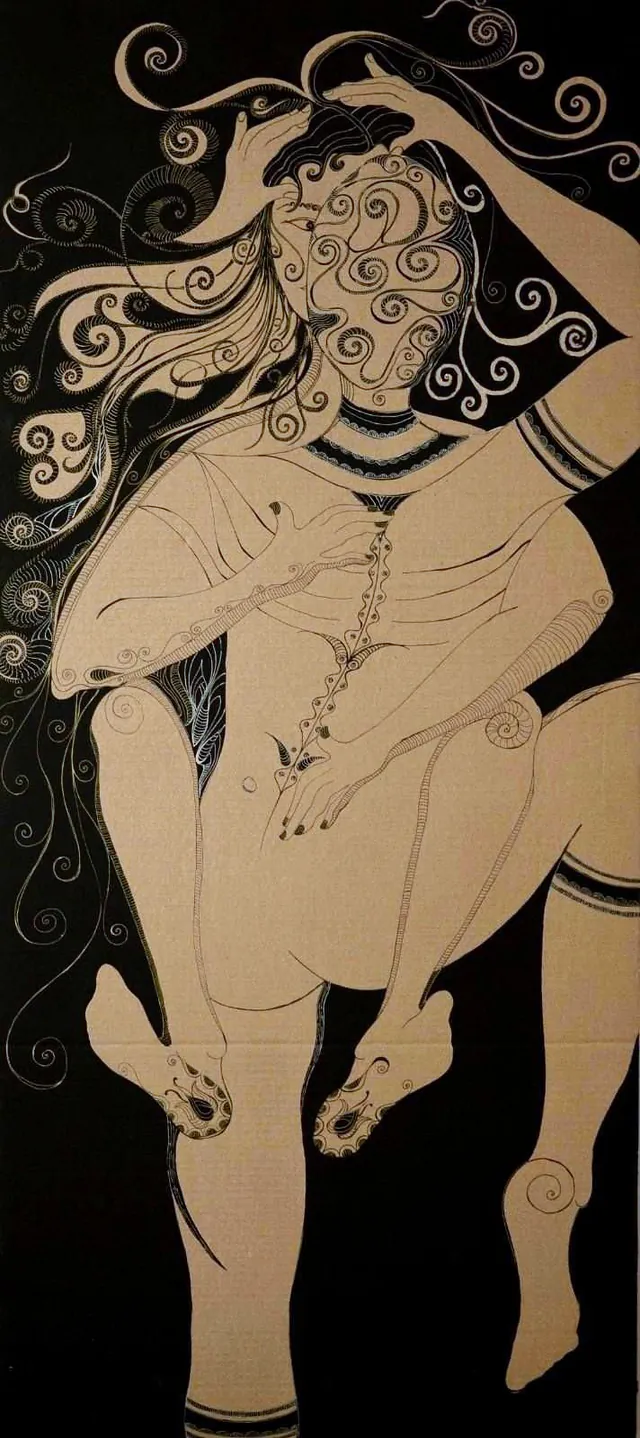 Trusting, a painting by Thea Shmueli, 20 mm laminated cardboard