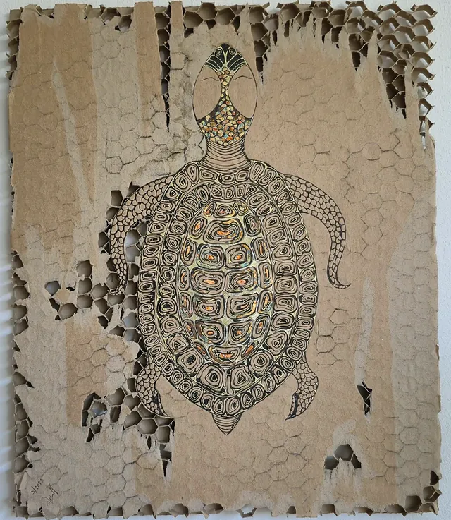 Turtle Totem, a painting by Thea Shmueli