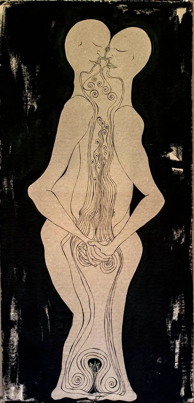 Union, a painting by Thea Shmueli, 15 mm honeycomb cardboard
